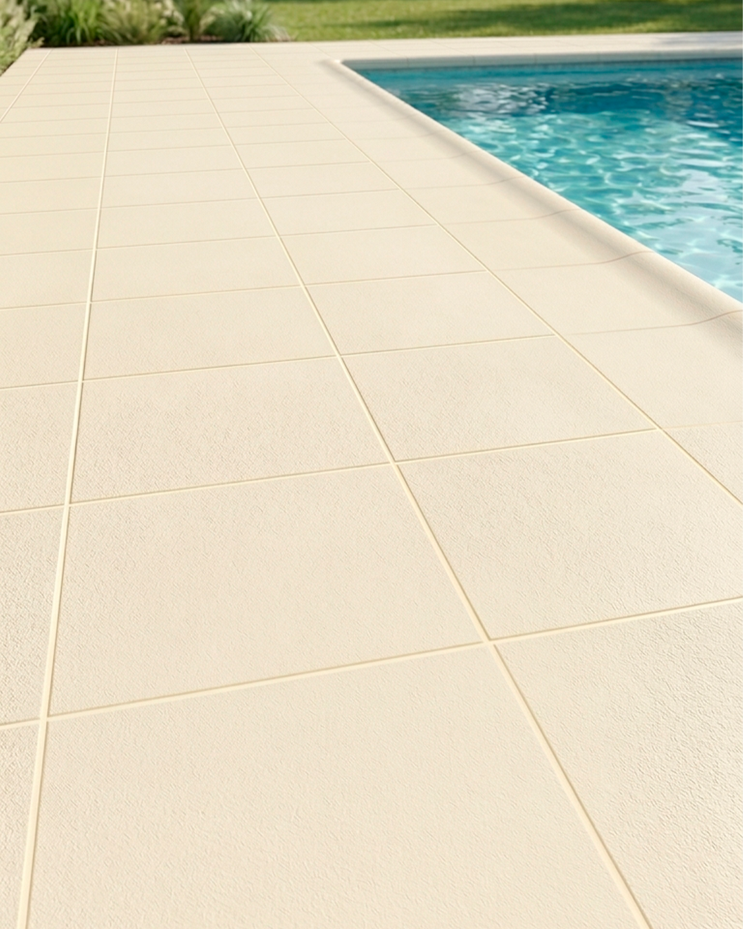 Revestimiento exterior con losetas atérmicas antideslizantes ideal para bordes de piscina y espacios al aire libre